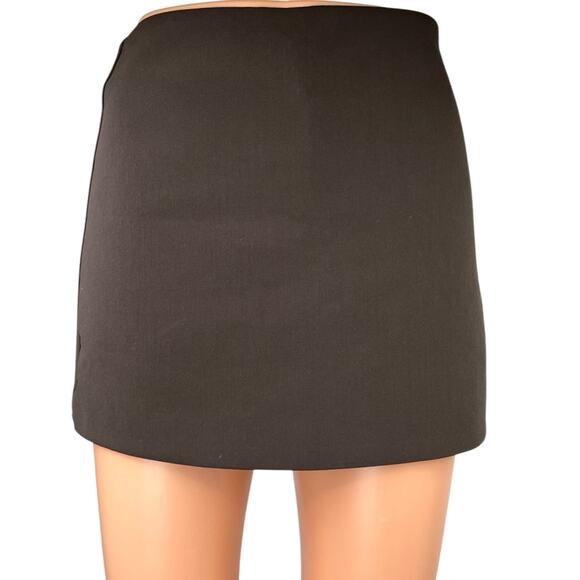 Zara Women's Brown High Waist Straight Pencil Mini Wrap Skirt Skort Size XS - Picture 1 of 5